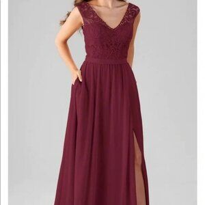 Kennedy Blue Natalie Red Bridesmaid Maxi Dress w/ Chiffon Skirt - Size 20
